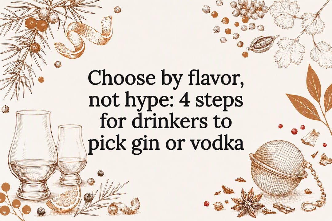 Decorative gin and vodka flavor guide title card