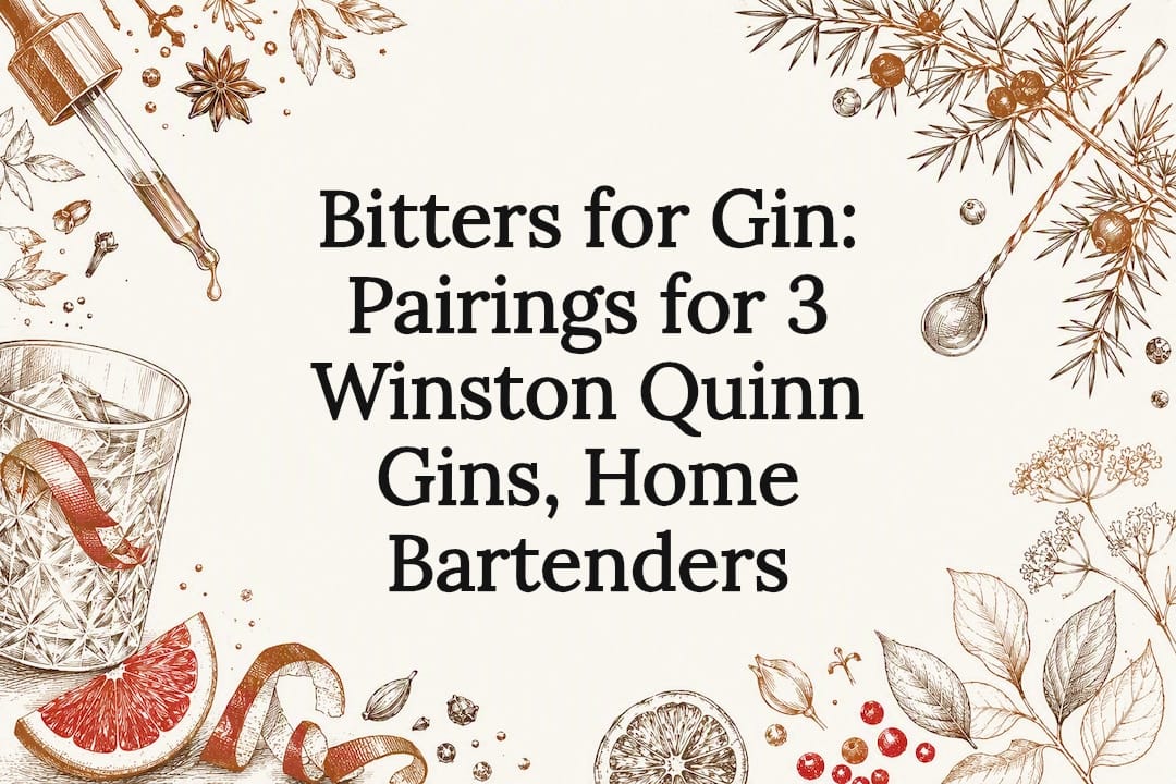 Decorative gin and bitters title card