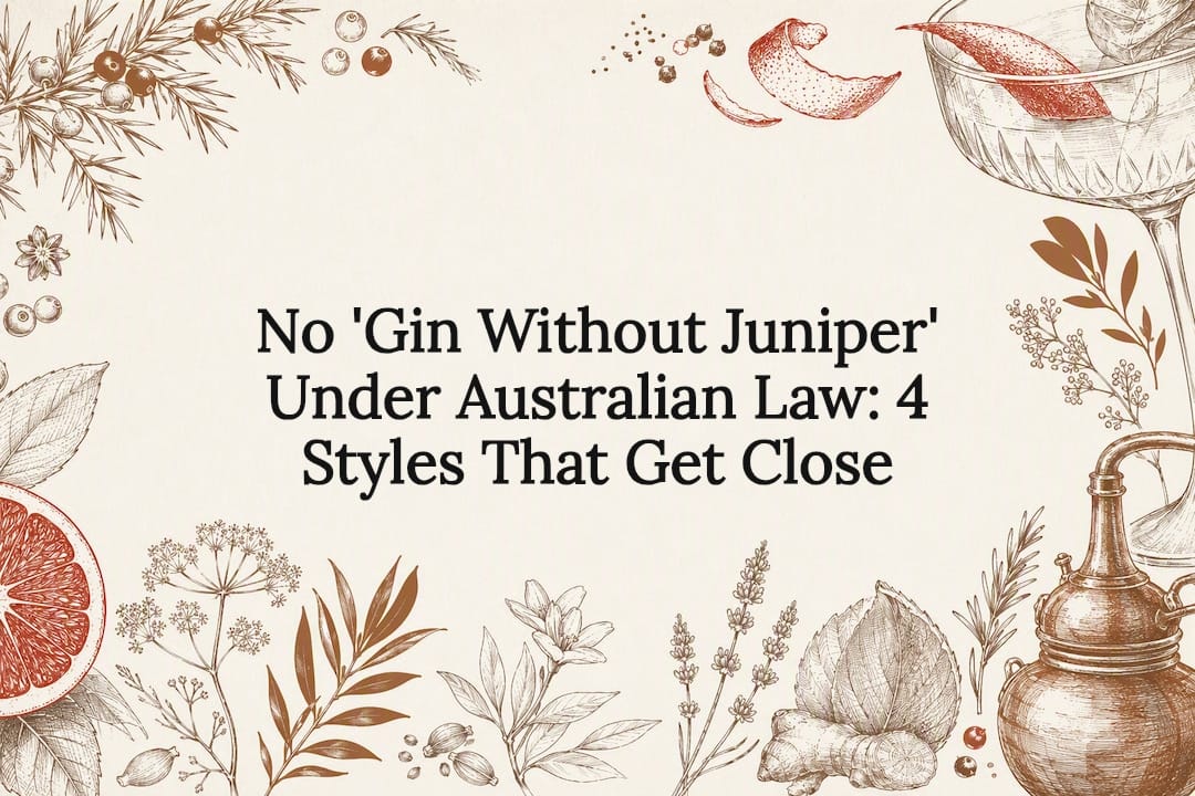 Decorative juniper gin title card illustration