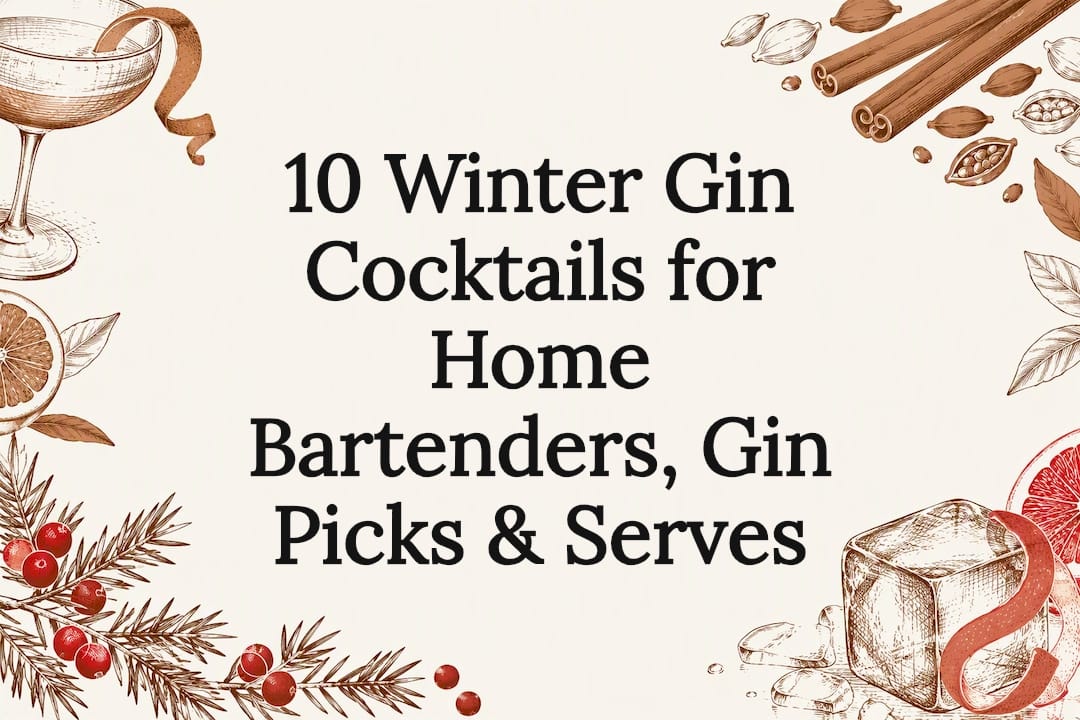 Decorative winter gin cocktail title card