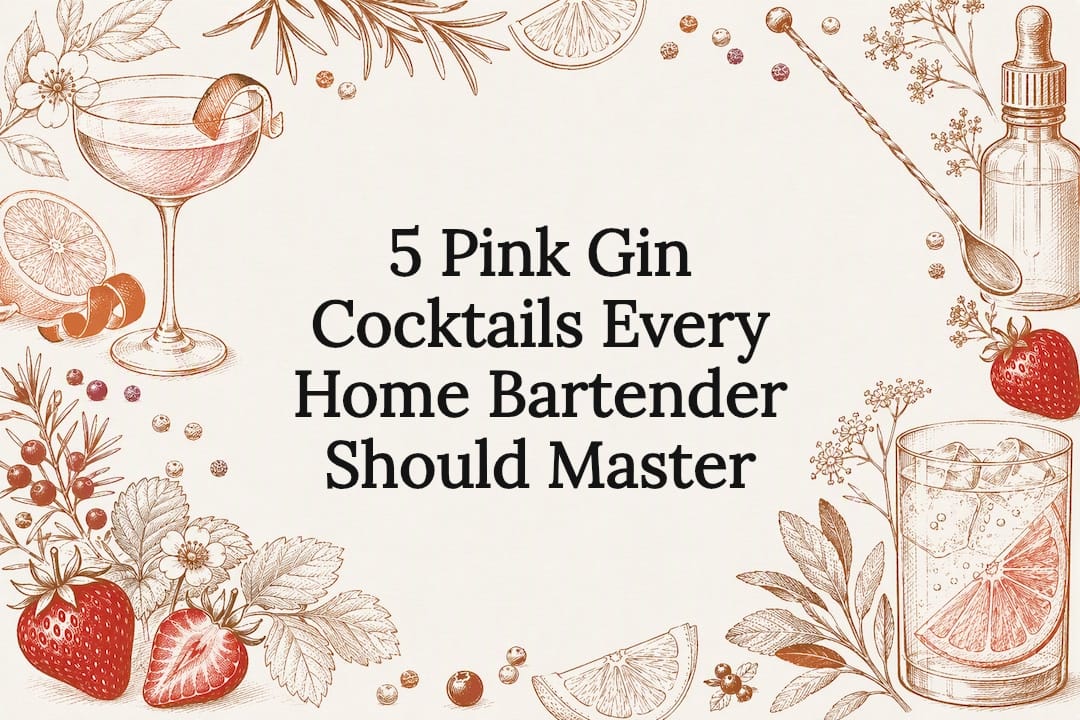 Decorative pink gin cocktail title card