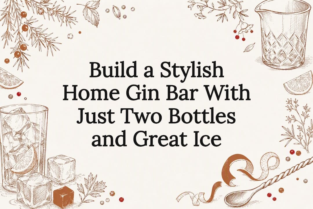 Decorative gin bar title card illustration