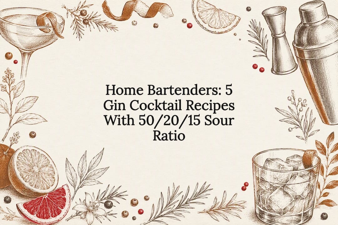 Decorative gin cocktail recipe title card