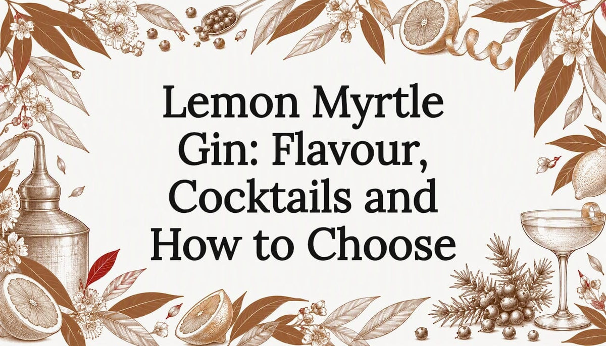 Lemon myrtle leaves and juniper sketch title card