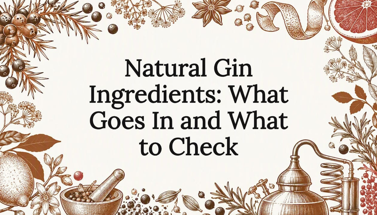 Hand-drawn gin botanicals framing a title